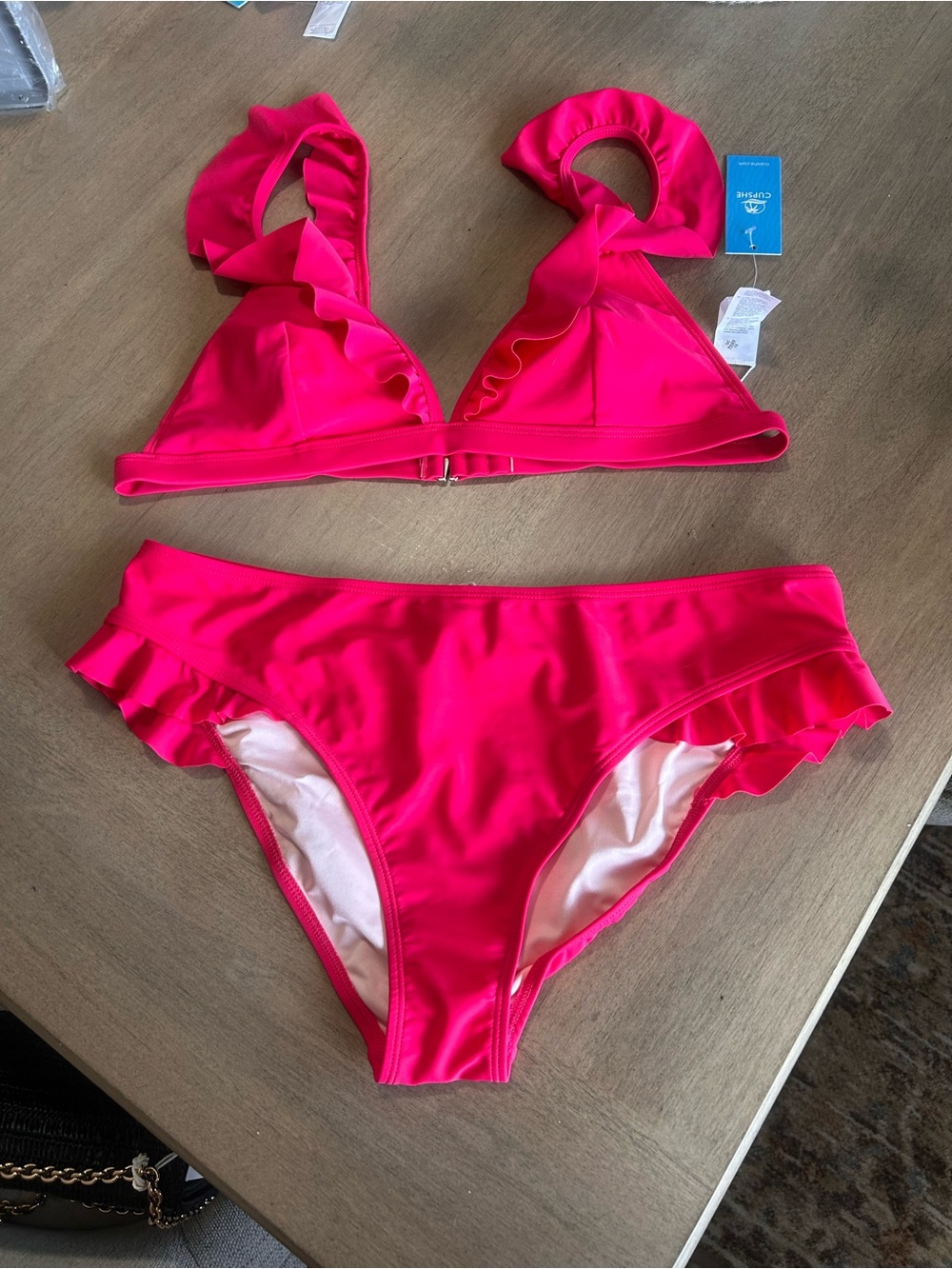Cupshe Hot Pink Ruffle Bikini Set - Picture 5 of 7